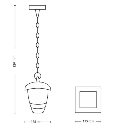 Függő LED kerti lámpa kültéri CREEK myGarden E27 IP44 függesztő 80cm fekete PHILIPS