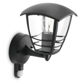  Kerti LED fali lámpa CREEK myGarden E27 IP44 homlokzati lámpa mozgásérzékelővel Fekete PHILIPS