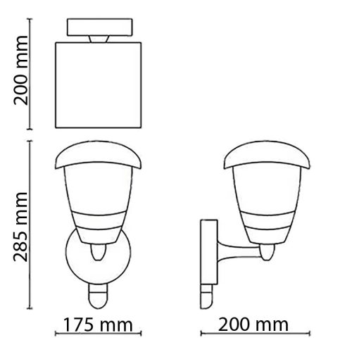 Kerti LED fali lámpa CREEK myGarden E27 IP44 homlokzati lámpa mozgásérzékelővel Fekete PHILIPS