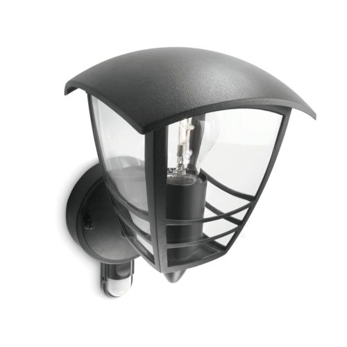 Kerti LED fali lámpa CREEK myGarden E27 IP44 homlokzati lámpa mozgásérzékelővel Fekete PHILIPS