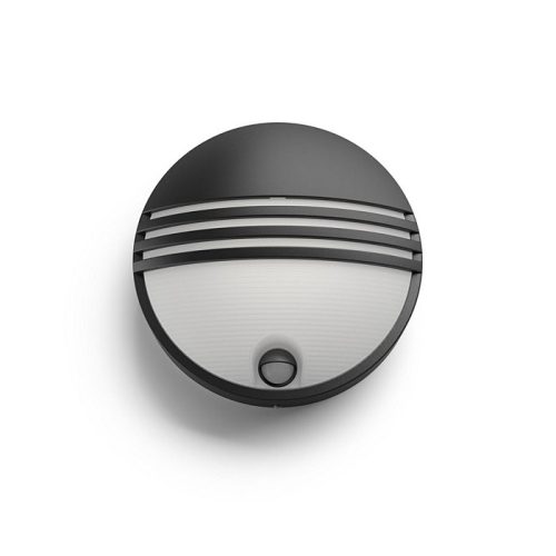 Kerti LED fali lámpa homlokzat YARROW IR myGarden 6W 2700K IP44 kerek mozgásérzékelővel Fekete PHILIPS