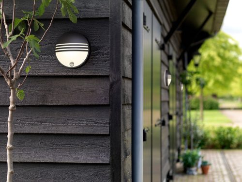 Kerti LED fali lámpa homlokzat YARROW IR myGarden 6W 2700K IP44 kerek mozgásérzékelővel Fekete PHILIPS