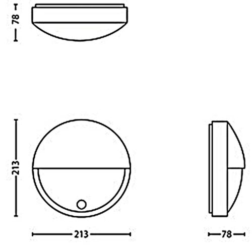 LED kerti lámpa homlokzati fali lámpa CAPRICORN IR 6W 2700K IP44 kerek mozgásérzékelővel antracit PHILIPS