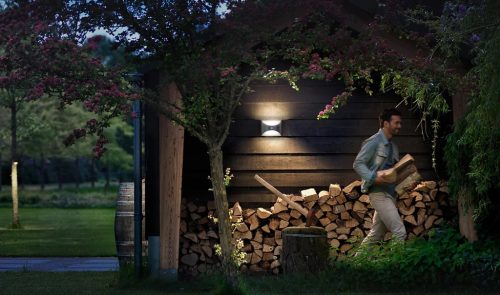 Kerti LED lámpa homlokzati fali lámpa HERB IR myGarden 6W 2700K IP44 mozgásérzékelővel, ezüst PHILIPS