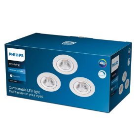   3PAK süllyesztett halogén LED lámpatest SPARKLE 5.5W 2700K fényerőszabályzó kerek fehér PHILIPS