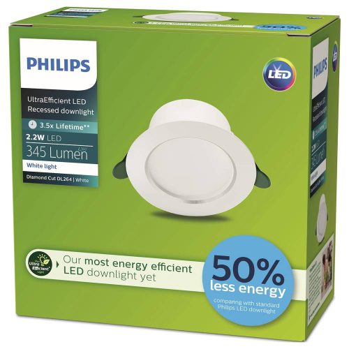 Süllyesztett LED-es lámpatest 2,2W 345lm 4000K gyémántfehér Philips
