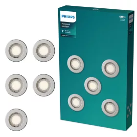   5x Philips GU10 süllyesztett LED lámpatest, alumínium, kerek, nikkel-peridot