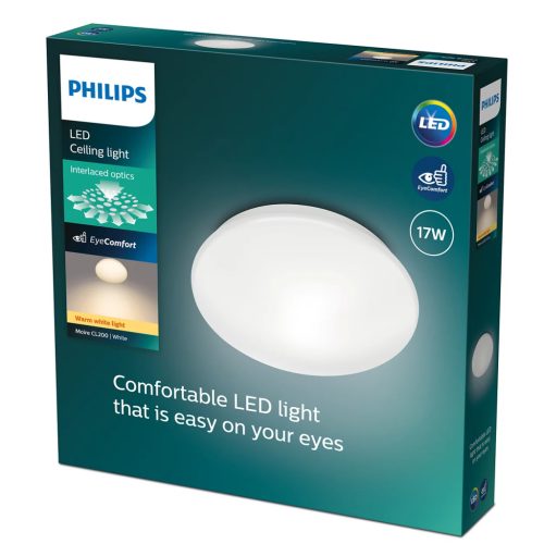 LED mennyezeti lámpa, felületre szerelhető MOIRE 17W 2700K 32cm fehér kerek / ovális PHILIPS
