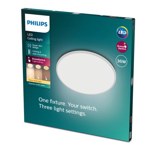 LED mennyezeti lámpa, felületre szerelhető SUPERSLIM 36W 2700K 55cm szabályozható fehér PHILIPS