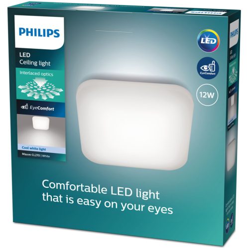 LED mennyezeti lámpa, felületre szerelt MAUVE 12W 4000K 26cm négyzet alakú PHILIPS