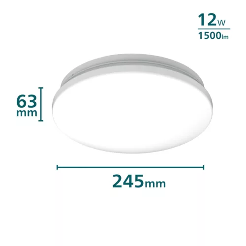 Mennyezeti lámpa LED mennyezeti lámpa 12W 1500lm 4000K Alkonyat érzékelővel Fehér Acuna Philips