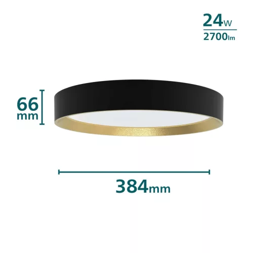 Mennyezeti lámpa LED 24W 2700lm 2700K SceneSwitch fekete Hanno Philips