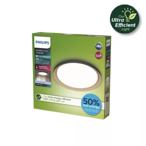 Mennyezeti lámpa LED mennyezeti lámpa 10W 1950lm 4000K SceneSwitch Fekete Pebblo Ultra Hatékony Philips