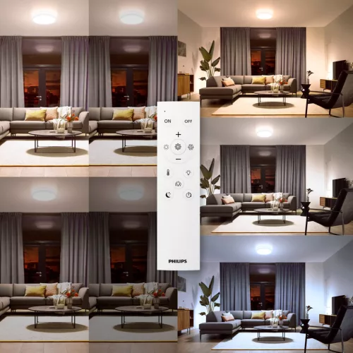 LED Mennyezeti Lámpa 24W 2400lm 4000/6500/2700K CCT Fehér + Philips AIO Távirányító
