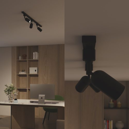 Philips EasyLink Shea sínlámpa-készlet, 1 m + 3 db GU10 LED-es sínreflex izzó, egyfázisú, fekete