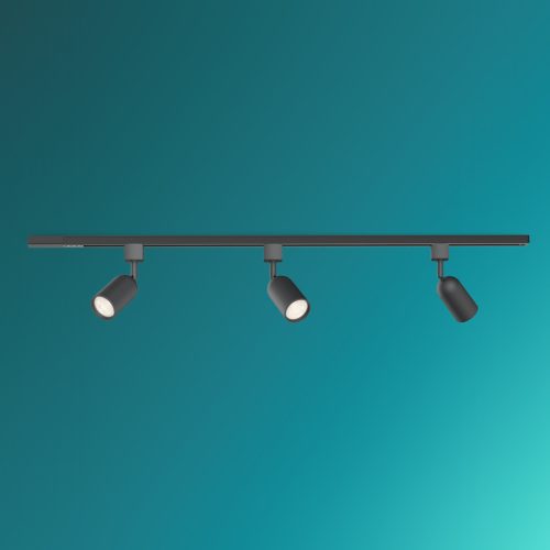 Philips EasyLink Shea sínlámpa-készlet, 1 m + 3 db GU10 LED-es sínreflex izzó, egyfázisú, fekete