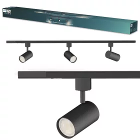   Philips EasyLink Zilo mennyezeti lámpa készlet 1 m + 3 db GU10 LED sínre szerelhető reflektor, egyfázisú, fekete