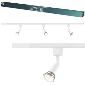   Sínes Mennyezeti Lámpa Készlet 1m + 3x GU10 LED Sínes Spotlámpa Egyfázisú Fehér EasyLink Tobia Philips