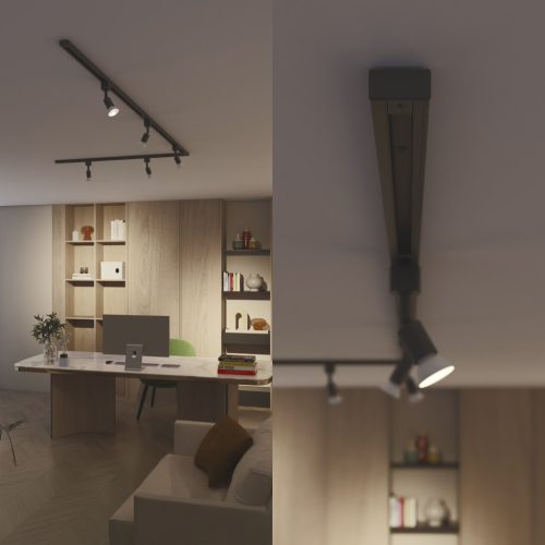 Jobbkezes L alakú csatlakozó egyfázisú LED világítósínekhez, fekete, Philips EasyLink