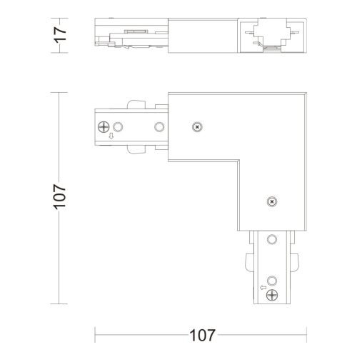 Jobbkezes L alakú csatlakozó egyfázisú LED világítósínekhez, fehér, Philips EasyLink