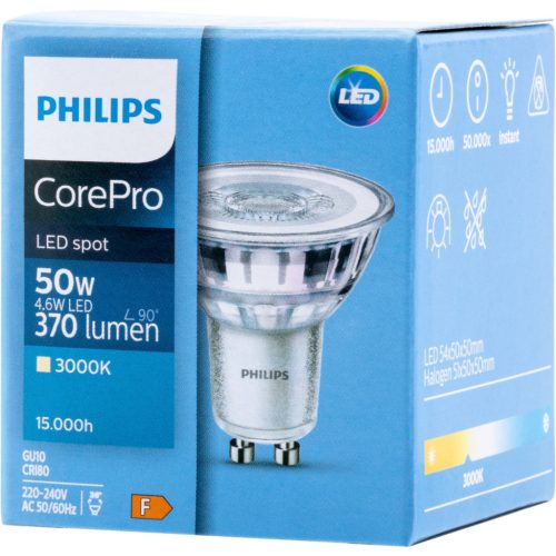 GU10 LED izzó 4.6W = 50W 370m 3000K  36° PHILIPS