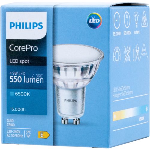 GU10 LED izzó 5W = 50W 550lm 6500K hideg 120° PHILIPS