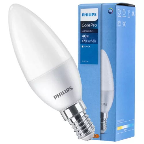 E14 LED izzó 5W = 40W 470lm 4000K semleges PHILIPS GYERTYA