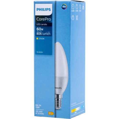 LED izzó E14 B38 7W = 60W 806lm 2700K 180° PHILIPS