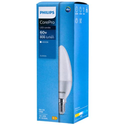 E14 B38 LED izzó 7W = 60W 806lm 4000K Semleges 180° PHILIPS