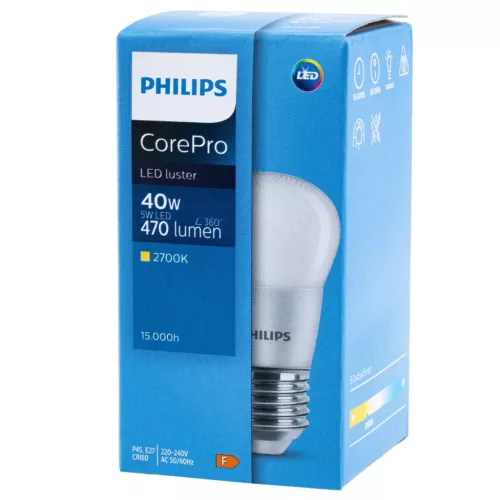 E27 LED izzó 5W = 40W 470lm 2700K Warm BALL PHILIPS
