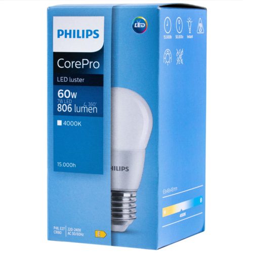 E27 LED izzó 7W = 60W 806lm 4000K semleges PHILIPS