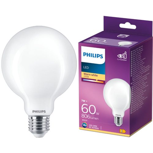 LED izzó G93 E27 7W = 60W 806lm 2700K meleg PHILIPS
