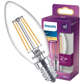   LED izzó E14 B35 4.3W = 40W 470lm 2700K meleg izzószál PHILIPS