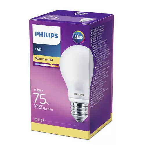 LED izzó E27 A60 8.5W = 75W 1055lm 2700K Meleg 300° PHILIPS