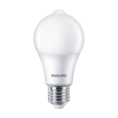 LED izzó E27 A60 8W = 60W 806lm 2700K meleg 280°-os PHILIPS mozgás- és szürkületérzékelő