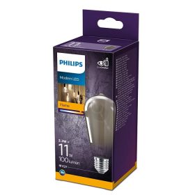   LED Edison izzó E27 ST64 2.3W = 11W 100lm 1800K melegszálas füstölt PHILIPS