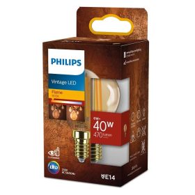   LED izzó gömb E14 P45 6W = 40W 470lm 1800K meleg izzószál borostyán PHILIPS