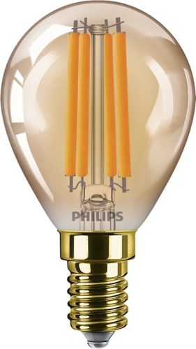 LED izzó gömb E14 P45 6W = 40W 470lm 1800K meleg izzószál borostyán PHILIPS