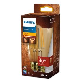   Edison LED izzó E27 ST64 7W = 40W 470lm 1800K meleg izzószál borostyán PHILIPS