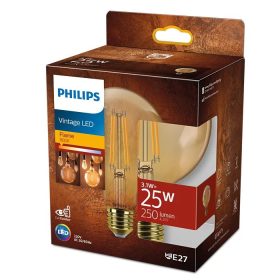   LED Globe izzó E27 G95 3.1W = 25W 250lm 1800K meleg izzószál borostyán PHILIPS