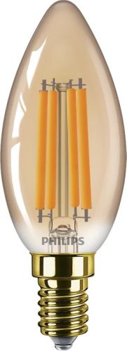 LED-es gyertyakörte E14 B35 6W = 40W 470lm 1800K meleg izzószál borostyán PHILIPS