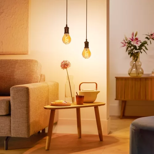 LED izzó E14 gömb alakú P45 3.1W = 25W 270lm 2200K Meleg CRI90 300° IZZÓFŰSZERES Vintage borostyánszínű, szabályozható dekoratív Philips