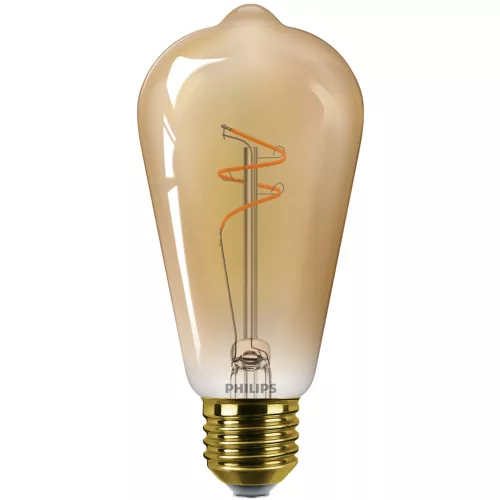 LED izzó E27 Edison ST64 3.1W = 25W 270lm 1800K Meleg CRI90 300° IZZÓFŰSZERES Vintage Amber Szabályozható Dekoratív Philips