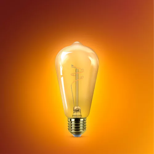 LED izzó E27 Edison ST64 3.1W = 25W 270lm 1800K Meleg CRI90 300° IZZÓFŰSZERES Vintage Amber Szabályozható Dekoratív Philips