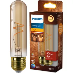   LED izzó E27 cső alakú T30 3.1W = 25W 270lm 1800K Meleg CRI90 300° IZZÓFŰSZERES Vintage borostyánszínű, szabályozható dekoratív Philips