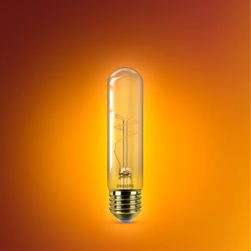 LED izzó E27 cső alakú T30 3.1W = 25W 270lm 1800K Meleg CRI90 300° IZZÓFŰSZERES Vintage borostyánszínű, szabályozható dekoratív Philips