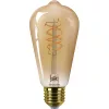 LED izzó E27 Edison ST64 7.3W = 60W 806lm 2200K Meleg CRI90 300° IZZÓFŰSZERES Vintage Amber Szabályozható Dekoratív Philips