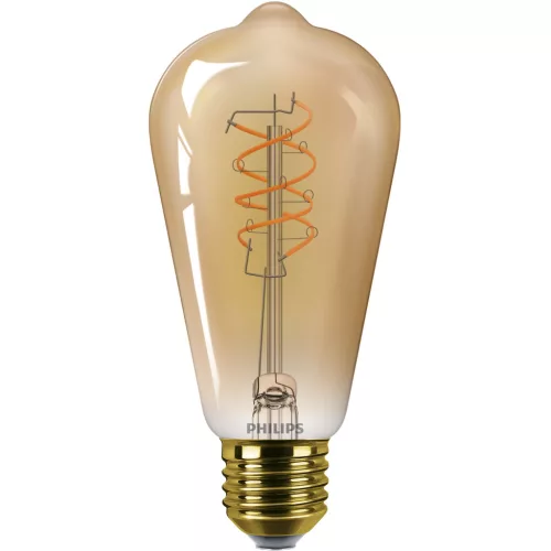 LED izzó E27 Edison ST64 7.3W = 60W 806lm 2200K Meleg CRI90 300° IZZÓFŰSZERES Vintage Amber Szabályozható Dekoratív Philips