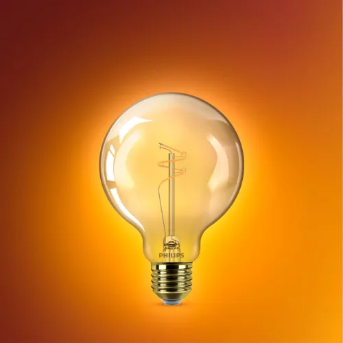 LED izzó E27 gömb alakú G95 3,1 W = 25 W 270 lm 1800 K Meleg CRI90 300° IZZÓFŰSZERES Vintage borostyánszínű, szabályozható fényerővel Dekoratív Philips