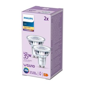   2x LED izzó készlet GU10 Spotlámpa 3,5W = 35W 255lm 2700K meleg PHILIPS